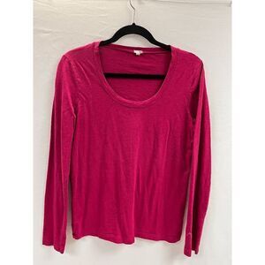 J.Crew Womens Pullover Long Sleeve Scoop neck Basic T-shirt Burgundy Medium